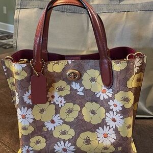 Floral Brown and Yellow Tote Bag